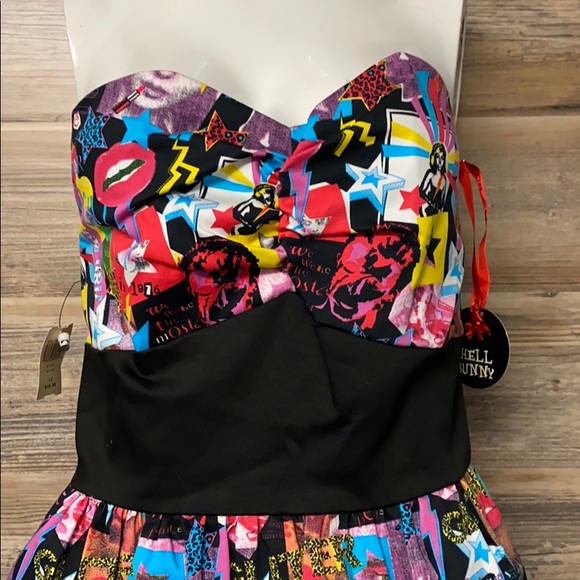 Hell Bunny 80's Gossip Strapless Dress NWT G1 - Picture 3 of 3